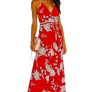 Yumi Kim red floral wrap dress xs